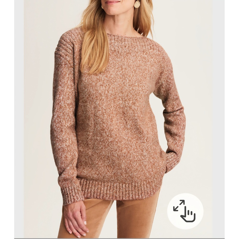 J. Jill Womens 2X Ginger Marled Boatneck Cotton Blend Sweater Drop Shoulder